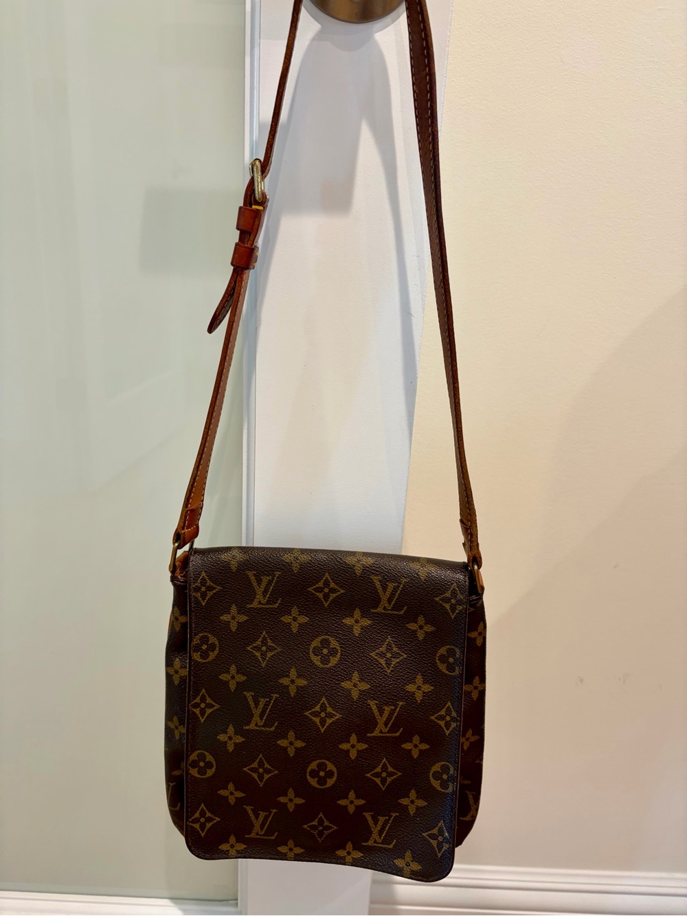 Louis Vuitton Monogram Rare, Vintage Crossbody in Dark Brown with Gold Logos